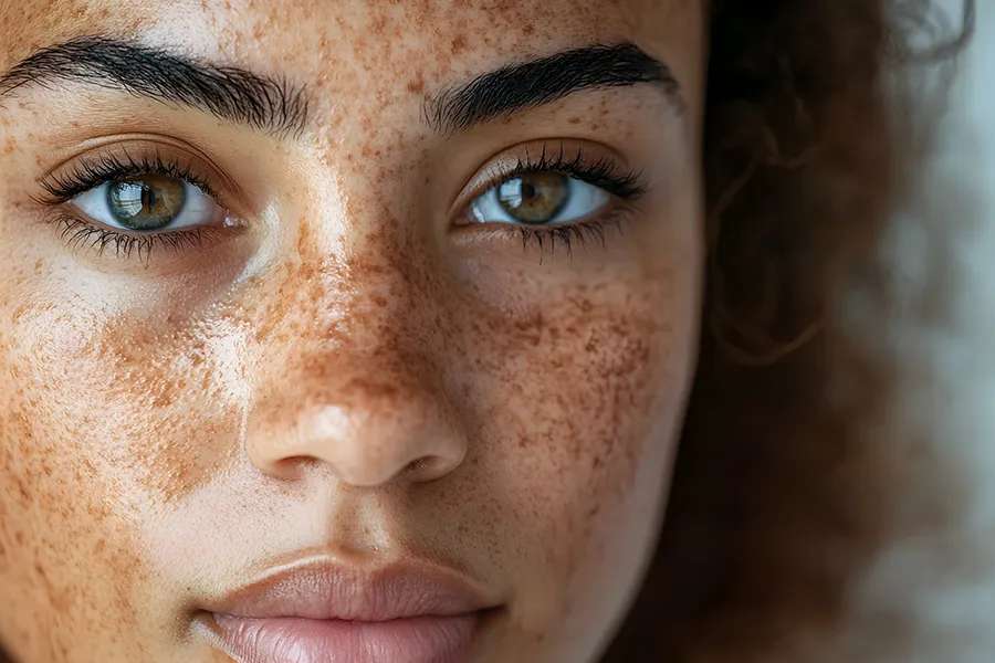 A woman with hyperpigmentation. Schedule YAG Laser Lesion and Pigmentation Removal from Thrive Family Practice & Med Spa in Statesboro.